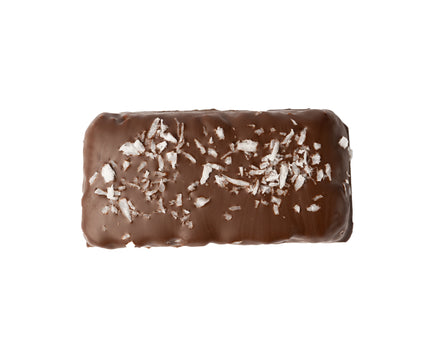 A single Loada Balls coconut protein bar close up product render on a white background.