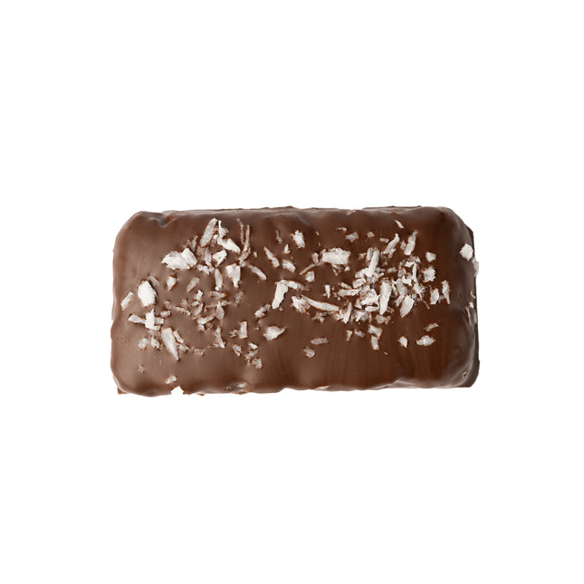 A single Loada Balls coconut protein bar close up product render on a white background.