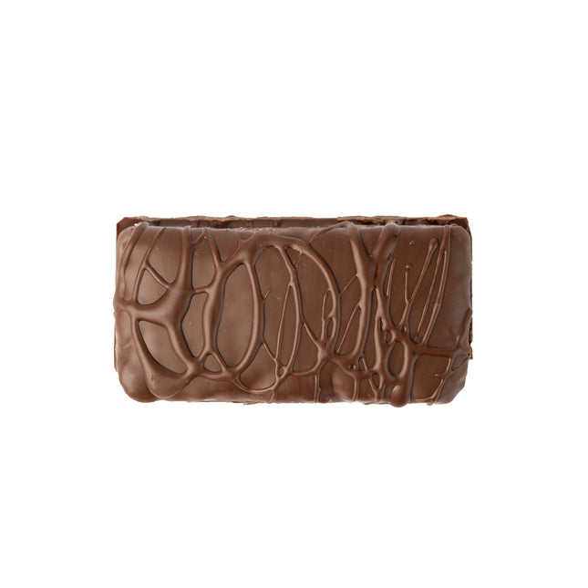 The Loada Balls Raspberry Coconut protein bar close up product render on a white background.